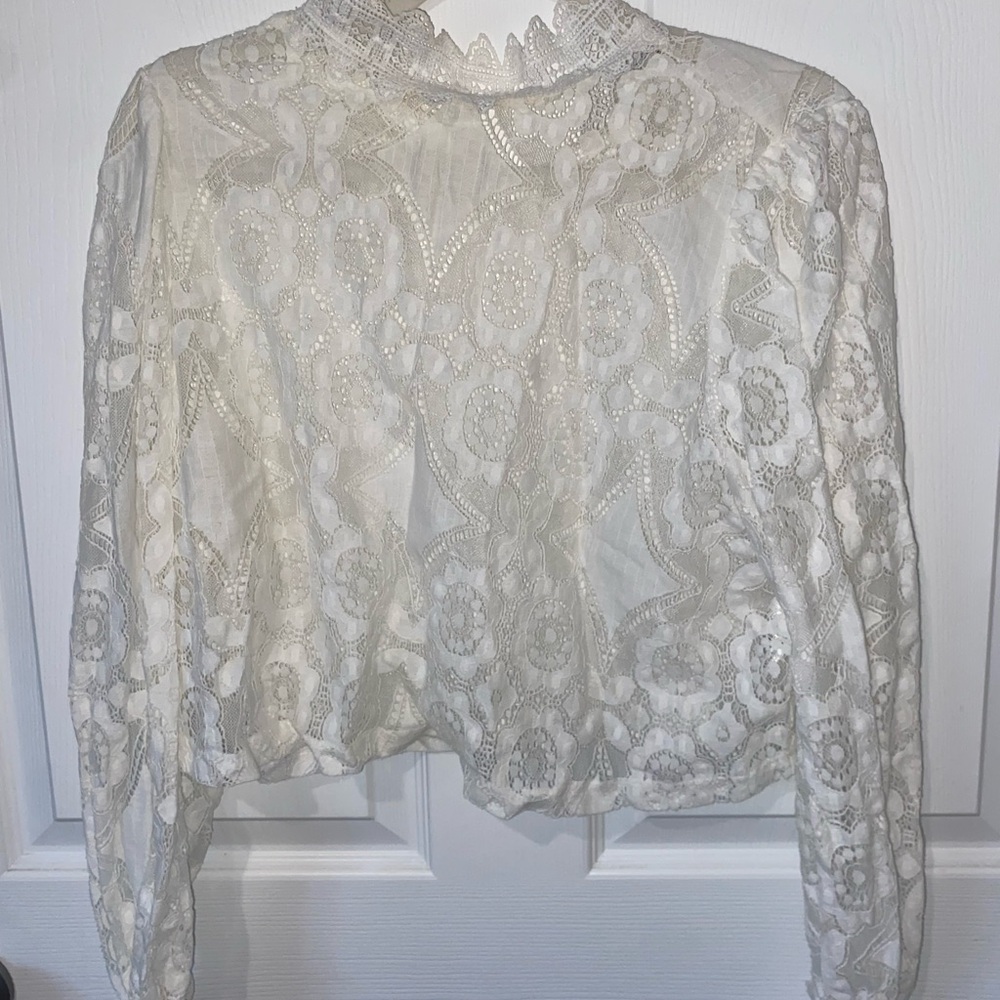 Zara Elegant White Lace Women's Top